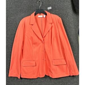 Chico's Ponte Blazer Patricia Women Size 3 US XL Solid Coral Button front Collar